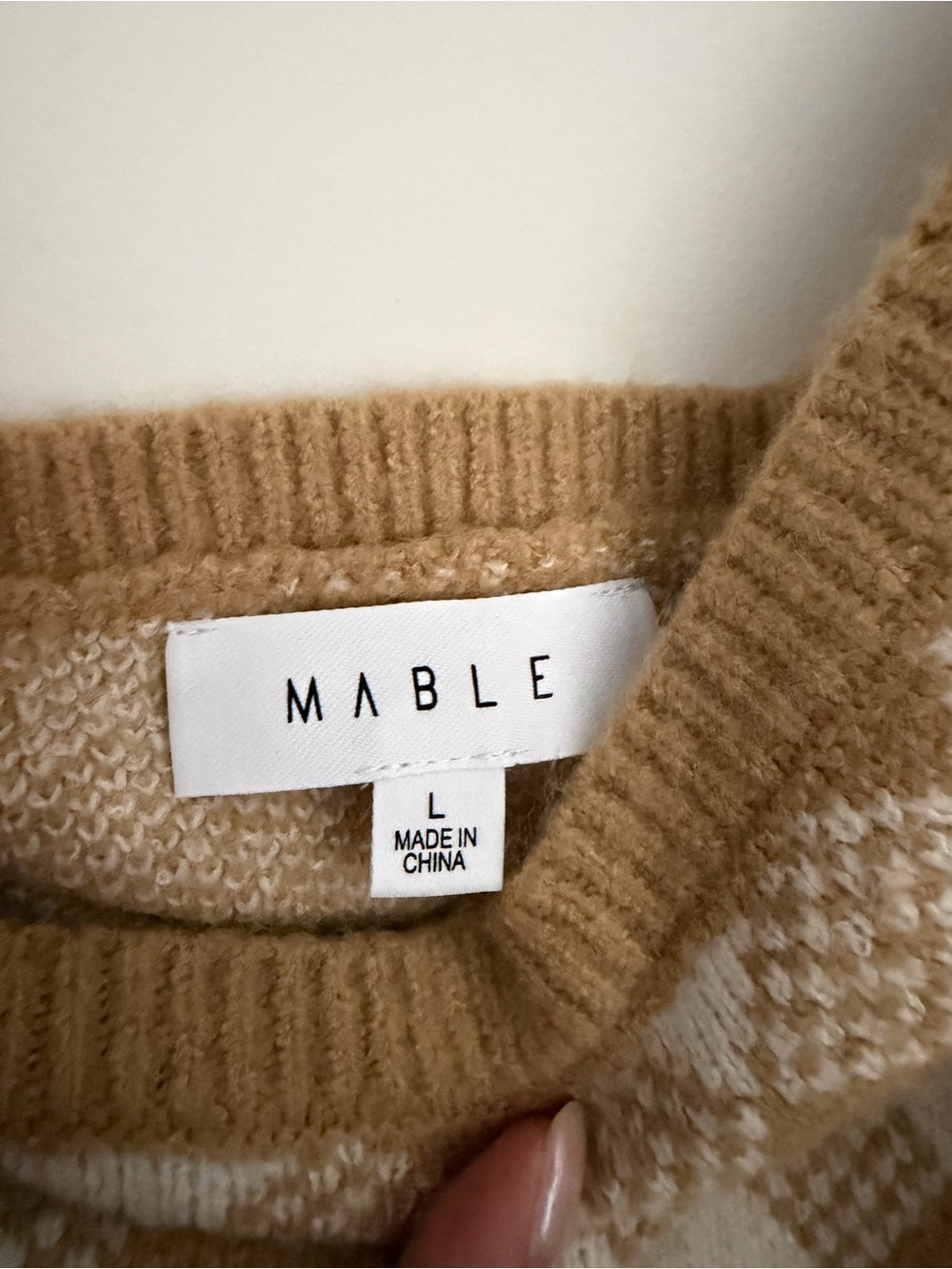 Mable Tan & Cream Knit Cardigan & Strapless Top Set Women’s Large - Picture 4 of 10